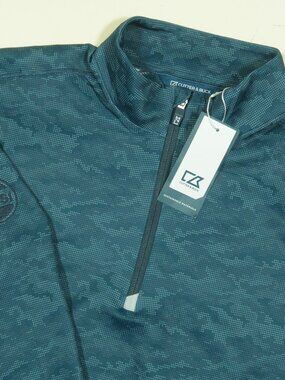 Cutter & Buck x Pepsi Traverse Camo Print 1/4 Zip Pullover Mens L Blue Golf New
